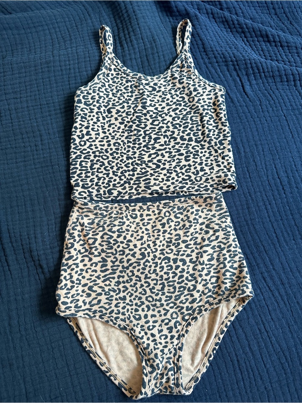 ARQ Leopard Print Two-Piece Tank and High Waist undies.
